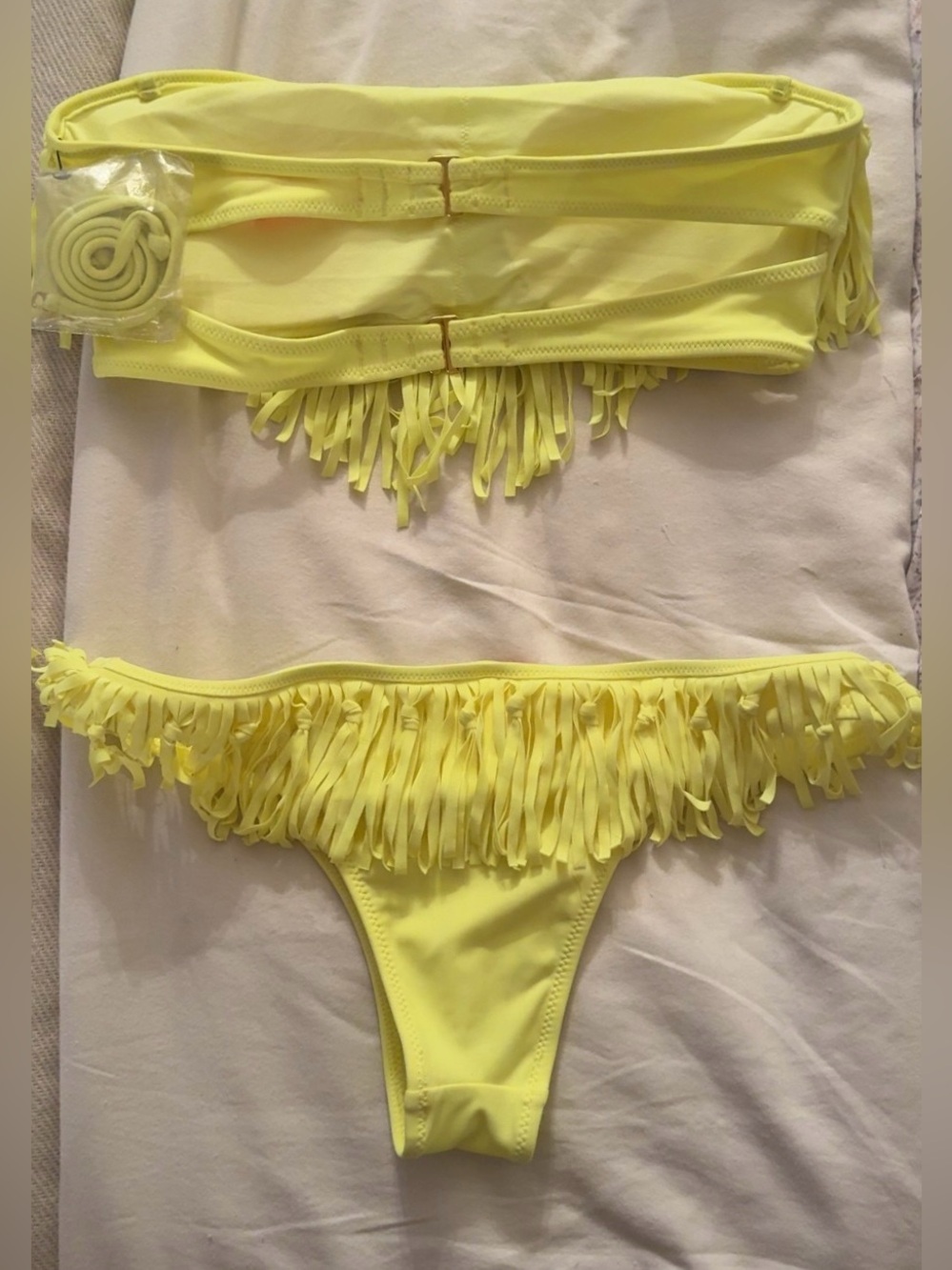Victoria Secret Yellow Fringe Bandeau Bikini Set - Picture 2 of 3